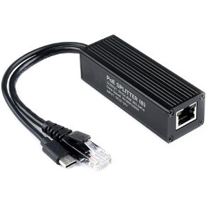 Waveshare Industrial Gigabit PoE Splitter, 5V 5A Type-C Output Port, Onboard MPS Control Chip