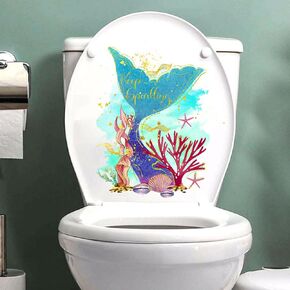 Toilet Seat Stickers Cartoon Mermaid Tail Pattern Decals B
