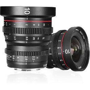 Meike 10mm T2.2 Mini Manual Focus Wide-Angle Cinema Lens for M43 Micro Four Thirds MFT Mount Cameras BMPCC 4K Z CAM E2