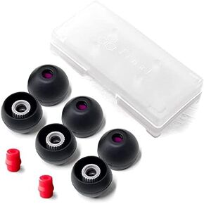 Final Audio Black+Black/Red Silicone Type E Eartips kit with Case and Nozzle Adaptor Compatible with 1More, AKG, Audio-Technica, Beats by Dre, Campfire Audio, Empire Ears, Shure, Sony, Westone (X-Lg)