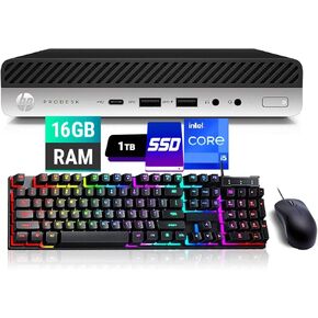 HP ProDesk 600 G3 Mini PC Desktop Computer, Core i5-6500 3.2GHz Up to 3.60GHz, 16GB DDR4 RAM, 1TB SSD, WiFi, BT, Keyboard & Mouse, 4K Support, DP, USB 3.0, USB-C, Windows 10 Pro (Renewed)