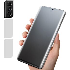 [2+2] Pack Matte Screen Protector Designed for Galaxy S22 Screen Protector, 2PCS Soft Screen Protector Film+2 Pack Clear Camera Lens protector