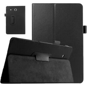 Galaxy Tab E 9.6 Case - Slim Leather Folio Stand Case Cover for Samsung Galaxy Tab E 9.6 Inch Tablet (Fit All Versions SM-T560 T561 T565 and SM-T567V) - Black