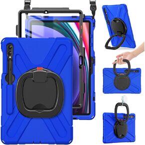 BRAECN Case for Samsung Galaxy Tab S9 FE+/S9+/S9 Plus 12.4 Inch 2023, Heavy Duty Silicone Case with Screen Protector, S Pen Holder, Stable Kickstand,Shoulder Strap for Galaxy Tab S8+/S7 FE/S7+, Black