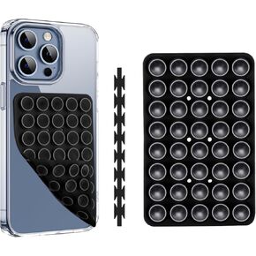 Silicone Suction Cup Phone Case Mount Double Sided, Non Slip Phone Accessories Mount, Hands-Free Strong Grip Holder for Selfies and Videos Creators (Black)