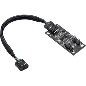 USB 2.0 9PIN to Dual 9PIN Hub Adapter Card FE1.1S Control PCB Board High-Performance Support Windows 10/8/8.1/7 / Vista/XP, Mac, Linux, Chrome OS