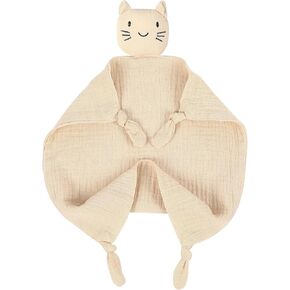 Cat Loveys for Baby Muslin Baby Security Blankets for Babies Soft Breathable Organic Cotton Cat Baby Snuggle Animals for Newborn for Boys and Girls Neutral