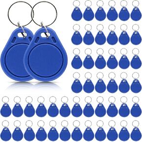 50 PCS ID 125KHz RFID Writable Re-writable T5577 Key Fob Tag for RFID Writer Hotel Key Blue Color