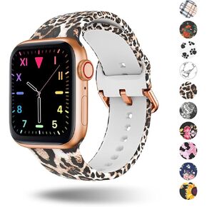 Band Compatible for Apple Watch 38mm 40mm 41mm 42mm 44mm 45mm 49mm Silicone Band, Adjustable Soft Silicone Sport Wristbands Unisex Printed Band for iWatch Series 9 8 7 6 5 4 3 2 1 SE