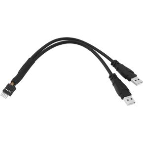 The Lord of the Tools USB A to 9 Pin USB Header 9 Pin Motherboard Male IDC to Dual USB 2.0 Type A Male Cable Cord Extender Adapter Converter Cable, 20cm