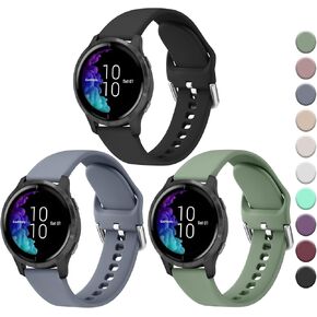 Silicone Bands Compatible with Garmin Vivoactive 5 / Vivoactive 3 Watch Band, Garmin Venu 2 Plus / Venu Sq / Venu Watch Bands Women Men, 20mm Soft Silicone Sport Replacement Strap for Garmin Vivomove HR, Forerunner 645 / 245 Music Smart Watch
