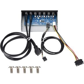 USB3.0 Optical Drive Front Panel with 7 USB 3.0 Ports, 5.25inch Multport 7 Port HUB 19PIN to 2 Port USB 2.0 3.0 Fast Chargin, DIY Computer Expansion Board, Replacement PC Parts for