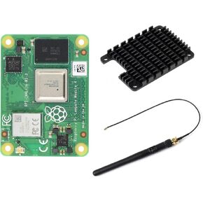 Waveshare Pi Compute Module 4 Comes with an Official Raspberry Pi CM4104000 (with Wireless, 4GB RAM, Lite Version), an Antenna Kit and a HEATSINK. (3 Items)