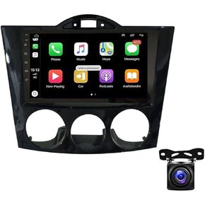 9 inch Car Stereo with Carplay Android Auto fit for Mazda RX-8 2003-2008 Double Din Android 13.0 Touch Screen Car Radio Receiver w/WiFi GPS Navigation Bluetooth AHD Backup Camera Mic - 2+32G