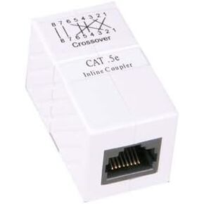 InstallerParts Cat 5E RJ45 Inline Crossover Coupler White