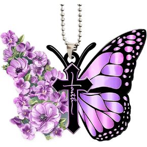 Butterfly Car Hanging Ornament, Hanging Charm Home Decoration Keepsake, Butterfly Car Accessories Pendant for Rear View Mirror Christmas Valentine's Day Car Gifts for Men Women (Black Pink)