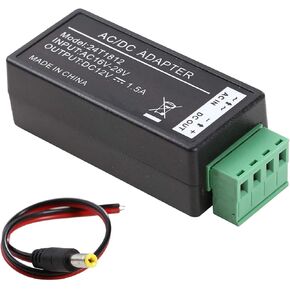 UHPPOTE AC to DC Step Down Convertor 24VAC to 12VDC 1.5Amp Power Adapter for Surveillance CCTV Camera Security System