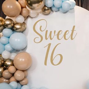 Sweet 16 Party Decorations 16th Birthday Decorations for Boys Girls Large Sweet 16 Sign for Backdrop Sweet 16 Decals for Arch Sweet 16 Stickers Gold 16th Birthday Wall Decal