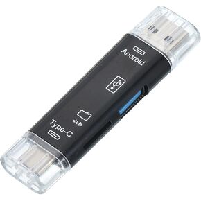 MECCANIXITY Type C to OTG Card Reader ABS USB-C 5-in-1 USB Flash Disk External Device Black for Mobile Phone, Pad, Computer, Laptop