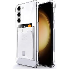 Shields Up for Samsung Galaxy S23 Plus Case, Galaxy S23 Plus Case, Minimalist Wallet Case with Card Holder & Ring Stand, [Drop Protection] Slim Protective Shockproof Cover for Samsung S23 Plus - Clear