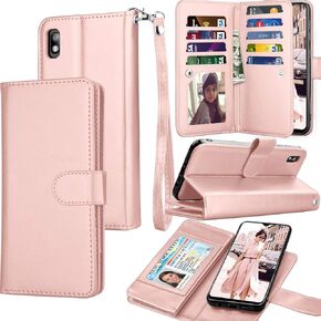 Tekcoo Galaxy A20E Case, Galaxy A10E Wallet Case, Luxury Cash Credit Card Slots Holder Carrying Folio Flip PU Leather Cover [Detachable Magnetic Hard Case] & Kickstand for Samsung A10E/A20E [Black]
