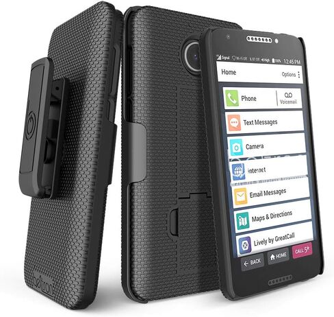 BELTRON Jitterbug Smart2 Case with Belt Clip Holster Combo, Slim Protective Grip Case with Kickstand for Jitterbug Smart 2 Easy-to-Use 5.5" Smartphone for Seniors by GreatCall (5049SJBS2) - Black in Saudi Arabia