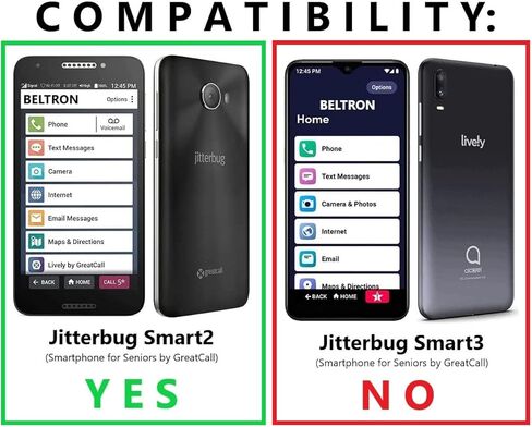 حافظة BELTRON Jitterbug Smart2 مع مجموعة حافظة بمشبك حزام، حافظة حماية نحيفة مع مسند لهاتف Jitterbug Smart 2 سهل الاستخدام مقاس 5.5 بوصة للهاتف الذكي لكبار السن من GreatCall (5049SJBS2) - أسود in Kuwait
