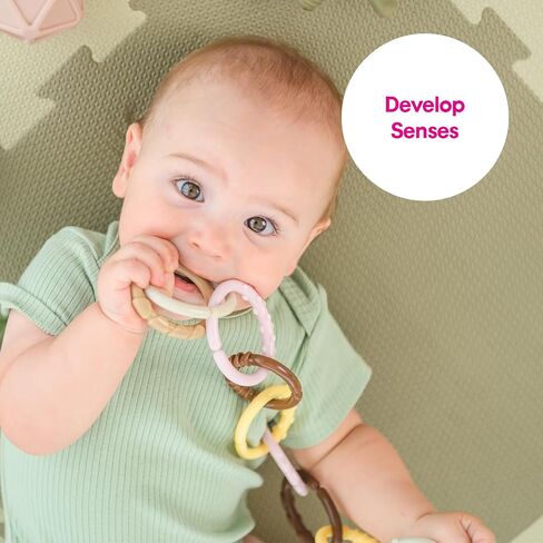 لعبة Edushape Sensory Linkets Boho Chic Baby، 12 قطعة - ألعاب ربط ملونة نابضة بالحياة وفريدة من نوعها - تعزز التطور الإدراكي، STEM، المهارات الحركية الدقيقة، الحواس اللمسية للأطفال من أي عمر in Kuwait