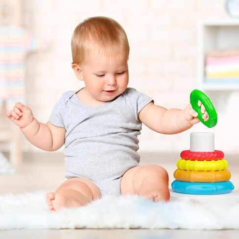 برج التعلم المصاصة للأطفال الصغار: حلقات متراصة للرضع والأطفال الصغار - ألعاب مونتيسوري قابلة للتكديس للأطفال الصغار، تشجع الإبداع والتنسيق in Kuwait