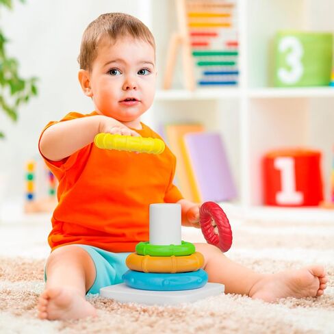 برج التعلم المصاصة للأطفال الصغار: حلقات متراصة للرضع والأطفال الصغار - ألعاب مونتيسوري قابلة للتكديس للأطفال الصغار، تشجع الإبداع والتنسيق in Kuwait