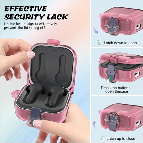 [Upgrade Lock] for Amazon All-New Echo Buds (2023 Release) Case Cover, PC Hard Clear Shell Protective Anti-Drop Lock Clip Shockproof with Keychain (Clear) in Saudi Arabia