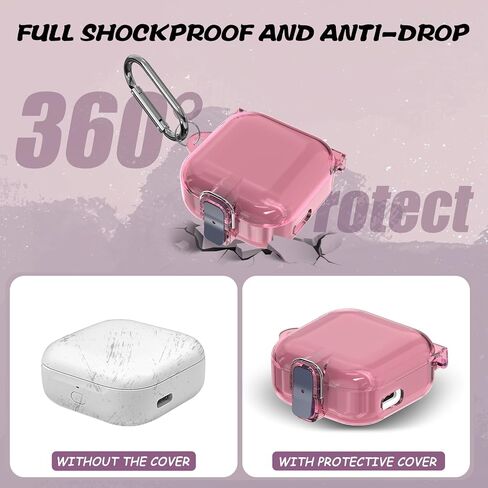 [Upgrade Lock] for Amazon All-New Echo Buds (2023 Release) Case Cover, PC Hard Clear Shell Protective Anti-Drop Lock Clip Shockproof with Keychain (Clear) in Saudi Arabia