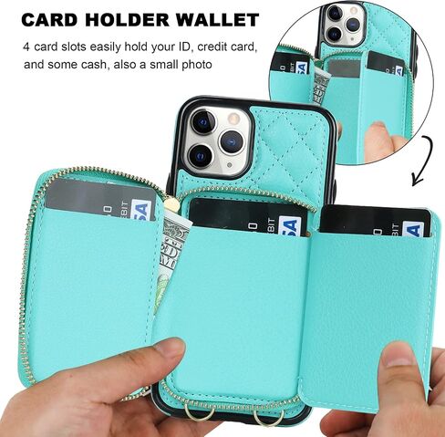 Bocasal Crossbody Wallet Case for iPhone 11 Pro, RFID Blocking PU Leather Zipper Handbag Purse Flip Cover, Kickstand Folio Case with Card Slots Holder Wrist Strap Lanyard 5.8 Inch (Black) in Saudi Arabia