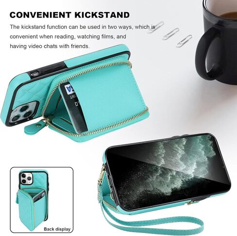 Bocasal Crossbody Wallet Case for iPhone 11 Pro, RFID Blocking PU Leather Zipper Handbag Purse Flip Cover, Kickstand Folio Case with Card Slots Holder Wrist Strap Lanyard 5.8 Inch (Black) in Saudi Arabia