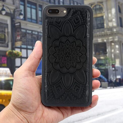 Harryshell Detachable Magnetic Zipper Wallet Leather Case Cash Pocket with 12 Card Slots Holder Wrist Strap for iPhone 8 Plus/iPhone 7 Plus / 6S Plus 5.5 Inch Floral Flower (Black) in Saudi Arabia