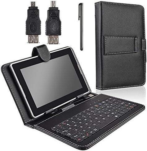 حامل تابلت مقاس 9.7 بوصات مع لوحة مفاتيح USB صغيرة، وغطاء لوحة مفاتيح USB من جلد البولي يوريثان النباتي، وحامل غطاء لأجهزة الكمبيوتر اللوحية التي تعمل بنظام Android مقاس 9.7 بوصات in Kuwait