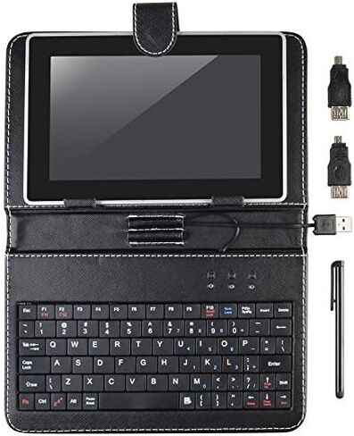 حامل تابلت مقاس 9.7 بوصات مع لوحة مفاتيح USB صغيرة، وغطاء لوحة مفاتيح USB من جلد البولي يوريثان النباتي، وحامل غطاء لأجهزة الكمبيوتر اللوحية التي تعمل بنظام Android مقاس 9.7 بوصات in Kuwait