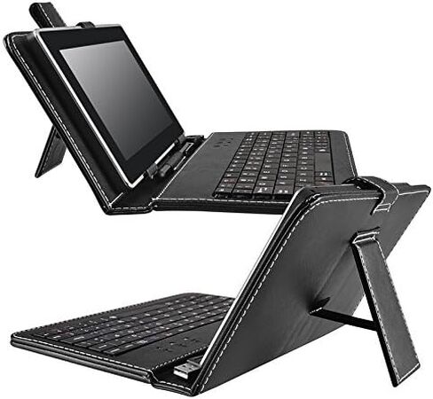 حامل تابلت مقاس 9.7 بوصات مع لوحة مفاتيح USB صغيرة، وغطاء لوحة مفاتيح USB من جلد البولي يوريثان النباتي، وحامل غطاء لأجهزة الكمبيوتر اللوحية التي تعمل بنظام Android مقاس 9.7 بوصات in Kuwait