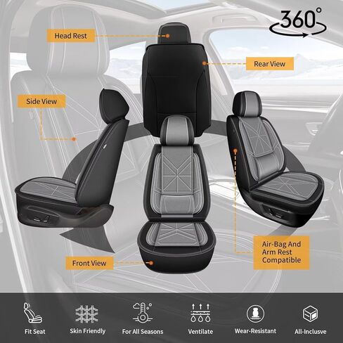 غطاء مقعد السيارة مناسب لسيارة Toyota Tacoma 2016-2024 Crew Cab/Double Cab، غطاء وسائد مقعد السيارة من الجلد الصناعي المقاوم للماء (مجموعة كاملة، أسود) in Kuwait