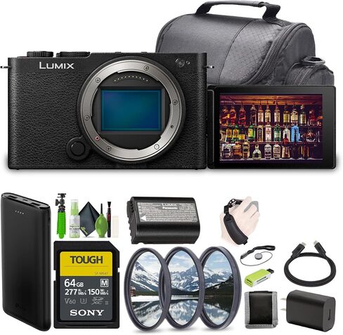 Panasonic LUMIX S9 Mirrorless Full Frame Compact Camera Body (DC-S9BODYK) for Content Creators - Black-Bundle with 64GB UHS-II SDXC Memory Card and More Accessories in Saudi Arabia