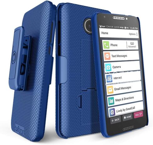 BELTRON Jitterbug Smart2 Case with Belt Clip Holster Combo, Slim Protective Grip Case with Kickstand for Jitterbug Smart 2 Easy-to-Use 5.5" Smartphone for Seniors by GreatCall (5049SJBS2) - Black in Saudi Arabia