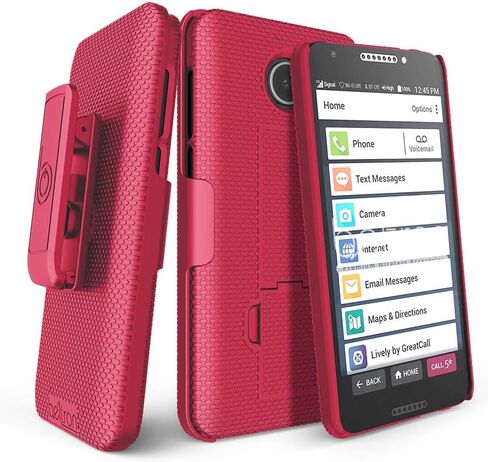 حافظة BELTRON Jitterbug Smart2 مع مجموعة حافظة بمشبك حزام، حافظة حماية نحيفة مع مسند لهاتف Jitterbug Smart 2 سهل الاستخدام مقاس 5.5 بوصة للهاتف الذكي لكبار السن من GreatCall (5049SJBS2) - أسود in Kuwait