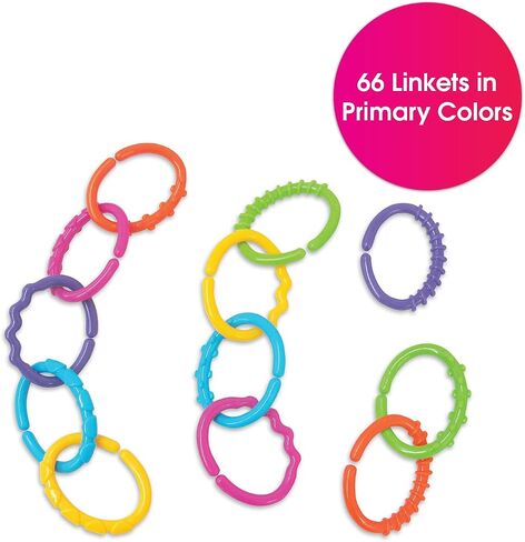 لعبة Edushape Sensory Linkets Boho Chic Baby، 12 قطعة - ألعاب ربط ملونة نابضة بالحياة وفريدة من نوعها - تعزز التطور الإدراكي، STEM، المهارات الحركية الدقيقة، الحواس اللمسية للأطفال من أي عمر in Kuwait