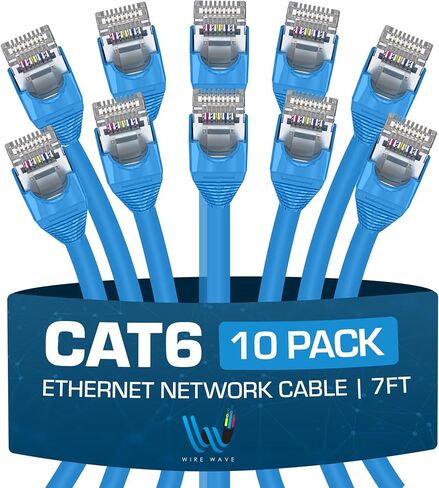 كابل إيثرنت Cat6 (حزمة من 10 حزم - 0.5 قدم - أبيض) - التمهيد عالي السرعة 24AWG، تصحيح Cat6 RJ45 للإنترنت LAN، كابل الشبكة. سلك الكمبيوتر، أجهزة إكس بوكس، ألعاب PS4/5 in Kuwait