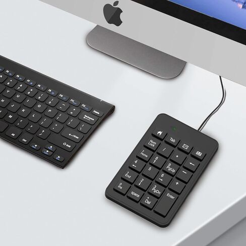 لوحة أرقام سلكية، 23 مفتاحًا لوحة مفاتيح رقمية نسخة مطورة من 10 مفاتيح USB لوحة مفاتيح المحاسبة المالية Numpad لأجهزة الكمبيوتر المحمول والكمبيوتر المكتبي - أسود in Kuwait