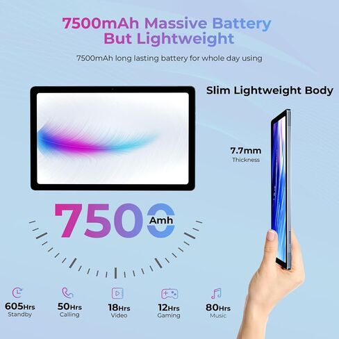 جهاز لوحي HOTWAV Pad 8 Android 13 بشاشة 10.4 بوصة، 16 جيجابايت + 256 جيجابايت + 1 تيرابايت TF، جهاز لوحي ثماني النواة، 2000 × 1200 FHD +، كاميرا 13 ميجابكسل + 5 ميجابكسل، بطارية 7500 مللي أمبير، 4G LTE/5G WiFi/شريحتي اتصال/OTG/GPS in Kuwait