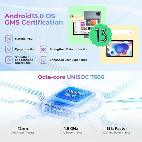 جهاز لوحي HOTWAV Pad 8 Android 13 بشاشة 10.4 بوصة، 16 جيجابايت + 256 جيجابايت + 1 تيرابايت TF، جهاز لوحي ثماني النواة، 2000 × 1200 FHD +، كاميرا 13 ميجابكسل + 5 ميجابكسل، بطارية 7500 مللي أمبير، 4G LTE/5G WiFi/شريحتي اتصال/OTG/GPS in Kuwait