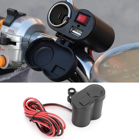 KIMISS Dual USB, 12~24V Motorcycle Cigarette Lighter 2 in 1 Universal Motorcycle USB Charging Port Waterproof Socket in Saudi Arabia