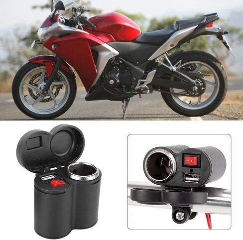 KIMISS Dual USB, 12~24V Motorcycle Cigarette Lighter 2 in 1 Universal Motorcycle USB Charging Port Waterproof Socket in Saudi Arabia