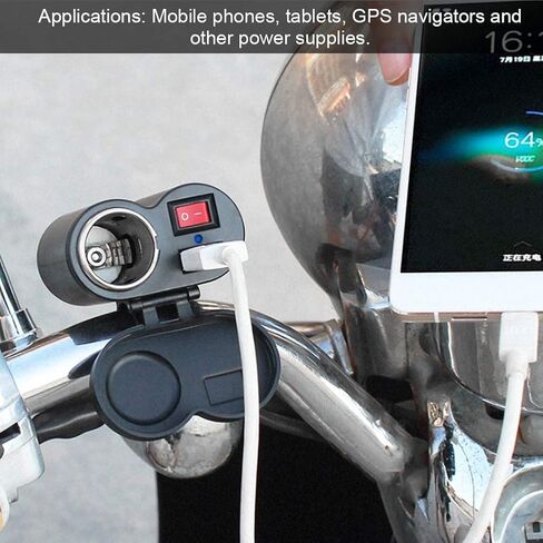 KIMISS Dual USB, 12~24V Motorcycle Cigarette Lighter 2 in 1 Universal Motorcycle USB Charging Port Waterproof Socket in Saudi Arabia